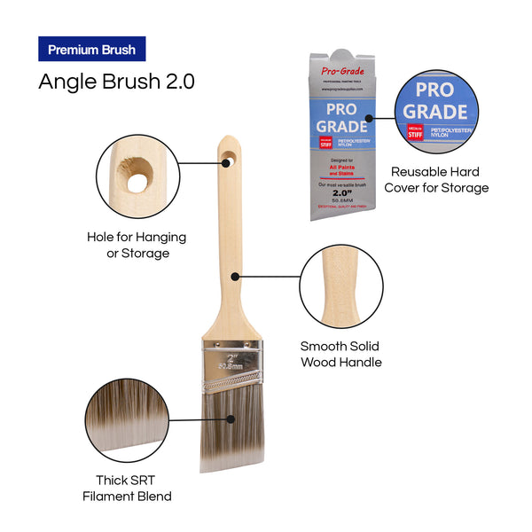 2" angle brush with wooden handle and hard cover