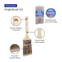 2.5" angle paint brush with wooden handles and hard, reusable cover